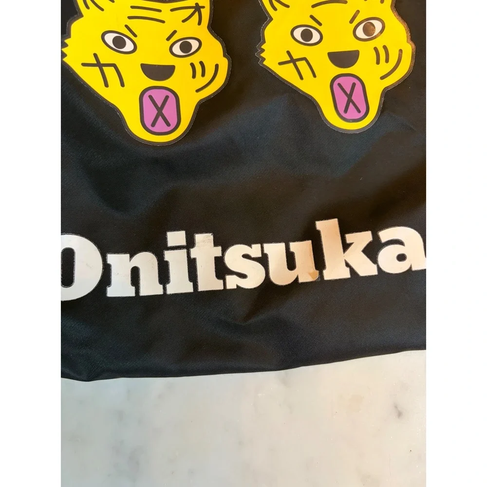 Onitsuka Tiger Black Drawstring Cinch Backpack Bag Tiger Graphic Print